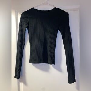 Black Ribbed Long Sleeve Top